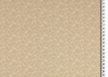 B-Ware 30cm Baumwolldruck Grafisches Muster in Weiß auf Beige